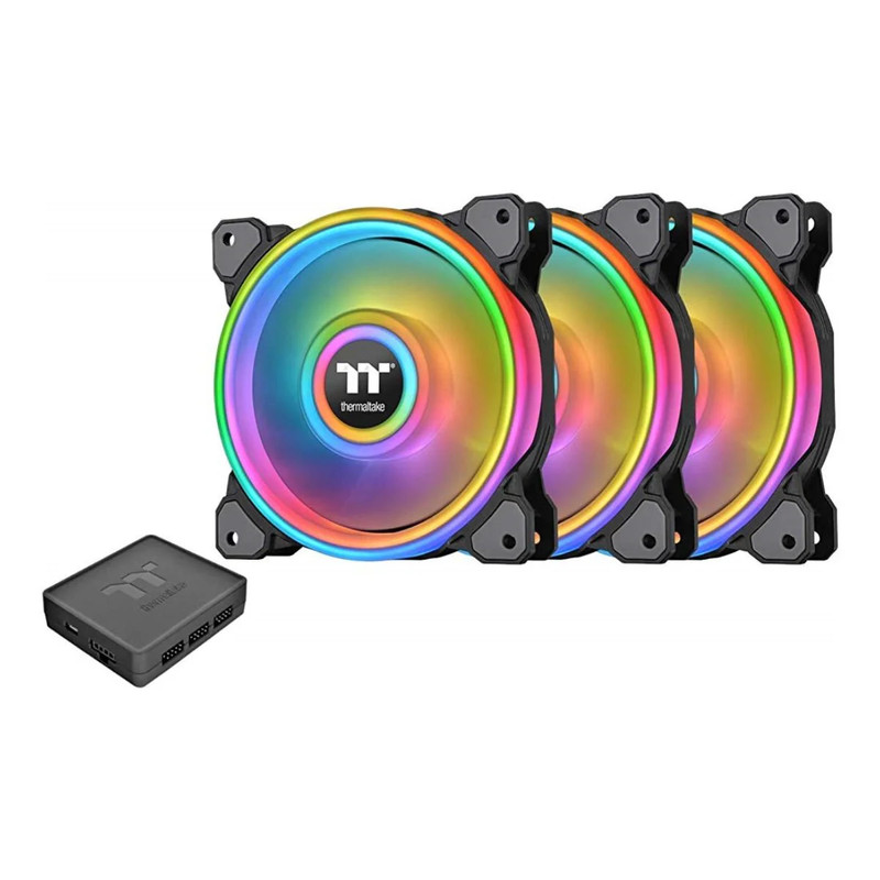 Thermaltake Riing Quad 14 RGB Radiator Fan TT Premium edition 3 Pack - Black - مروحة تبريد